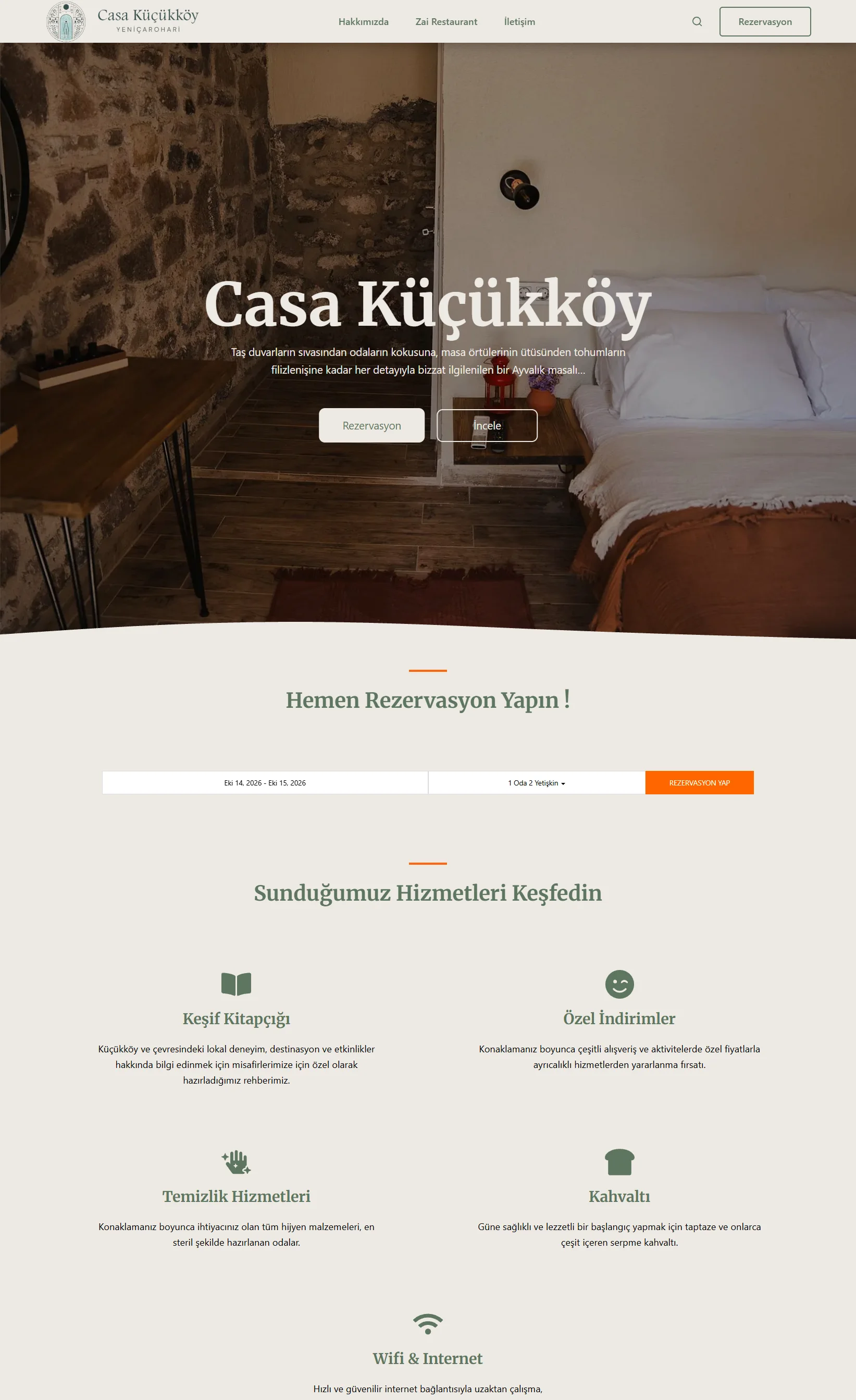 Casa Küçükköy website, full page