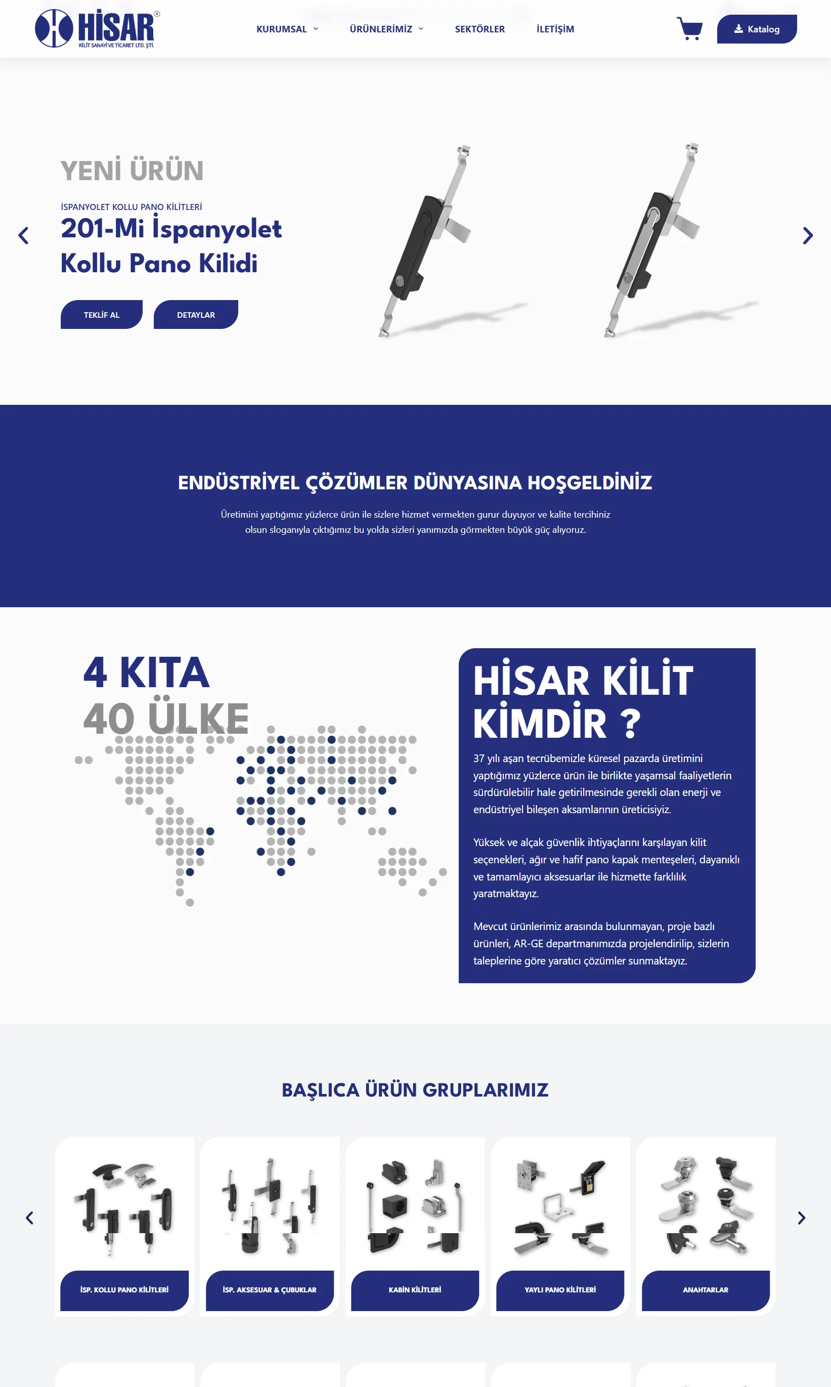 Hisar Kilit web sitesi, tam sayfa