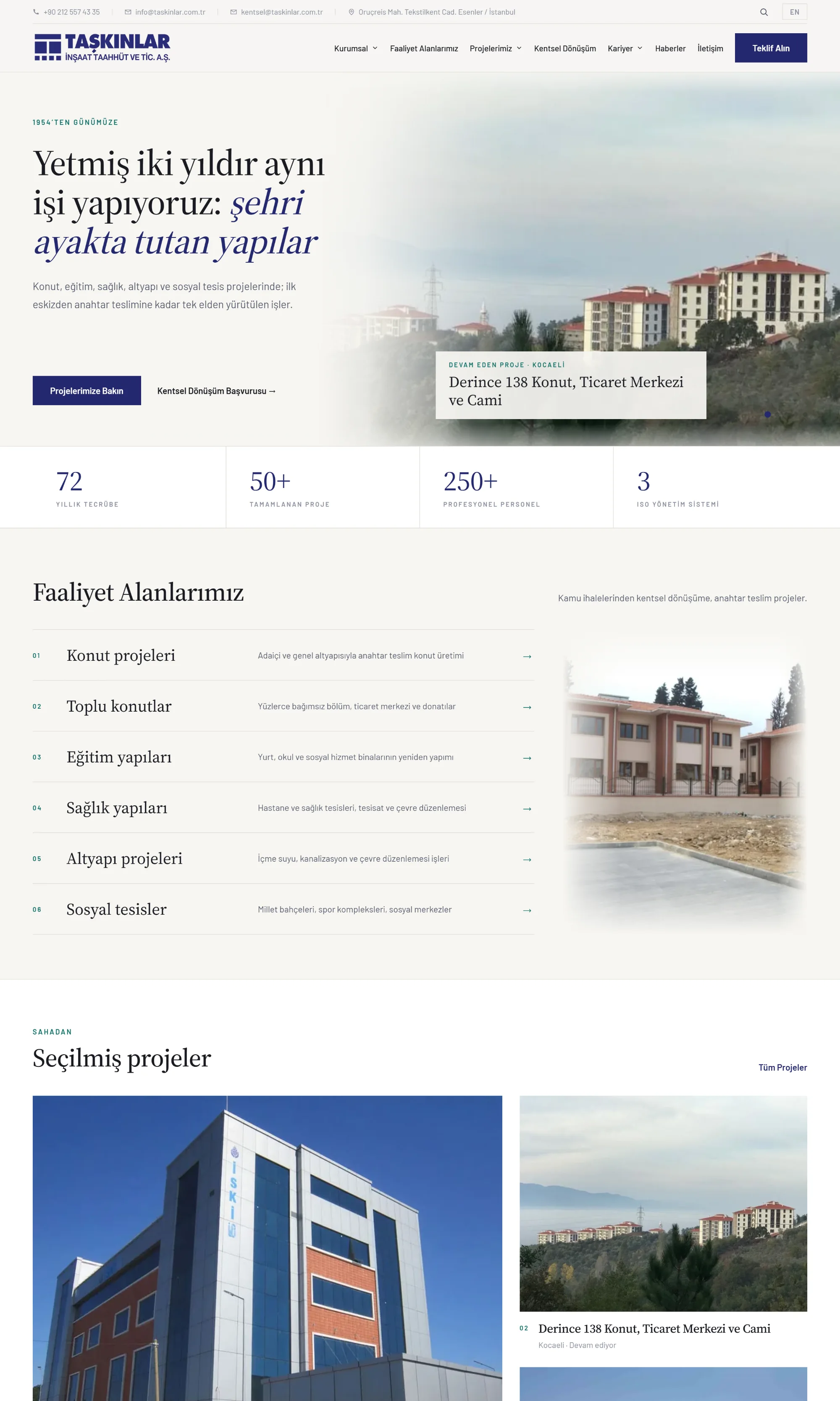 Taşkınlar web sitesi, tam sayfa