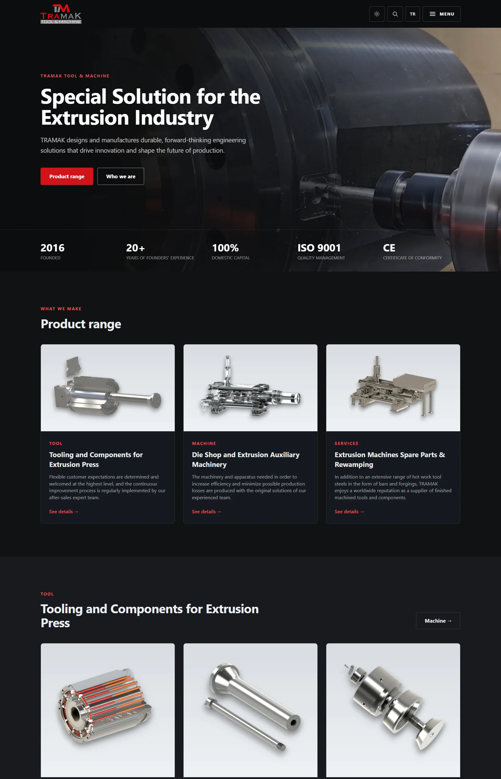 Tra-Mak website, full page